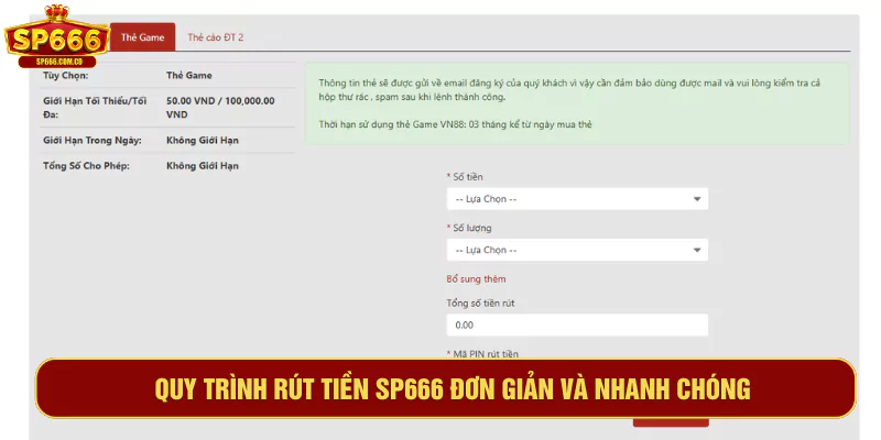 Quy trình rút tiền SP666 đơn giản và nhanh chóng